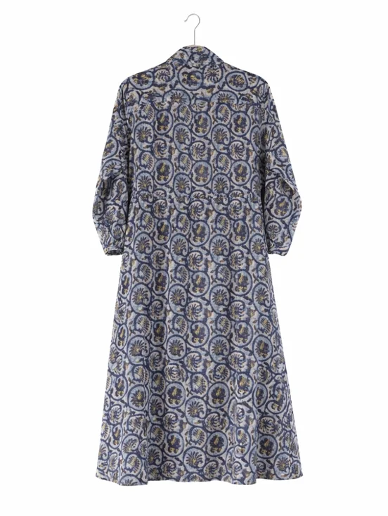 Maison Hotel Vintage Blue Cotton Roberta Dress Medium - Picture 9 of 10